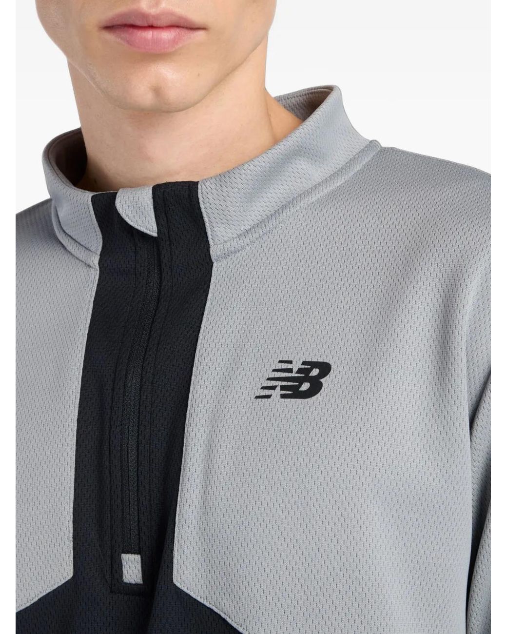 New Balance Blue Quarter-Zip Panelled Sweatshirt for men