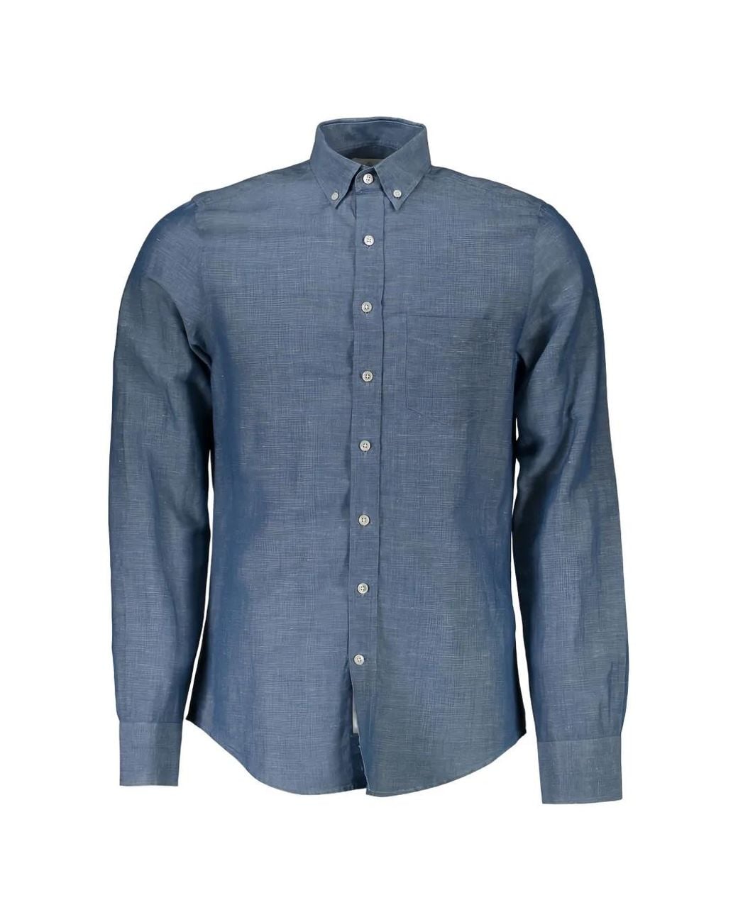 Gant Blue Button-Down Collar Cotton Shirt for men