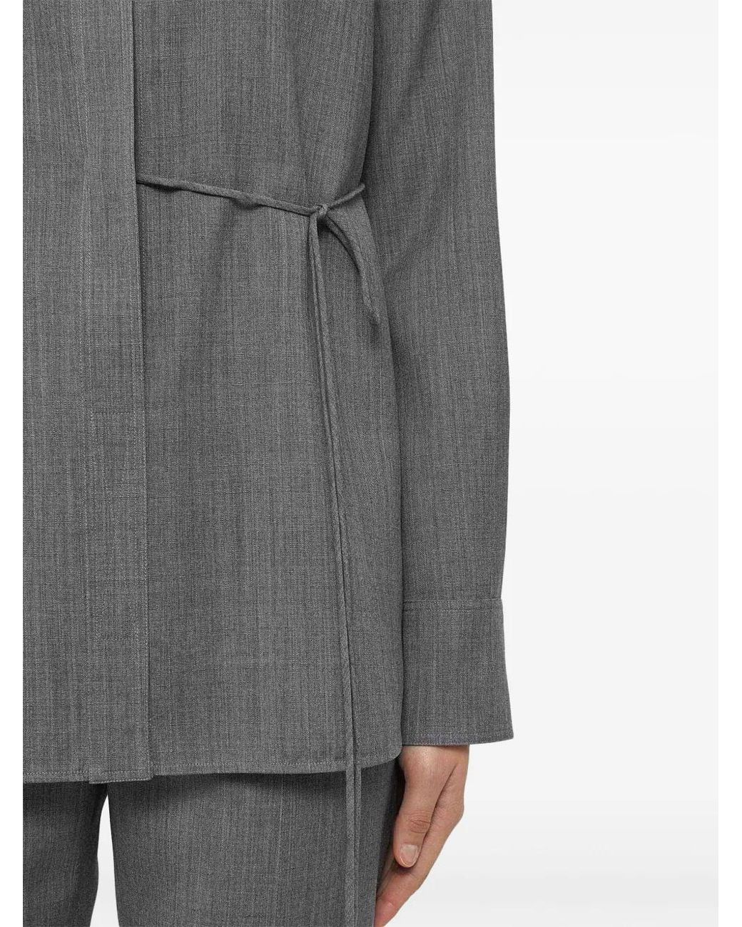 Jil Sander Gray Wrap Wool Shirt