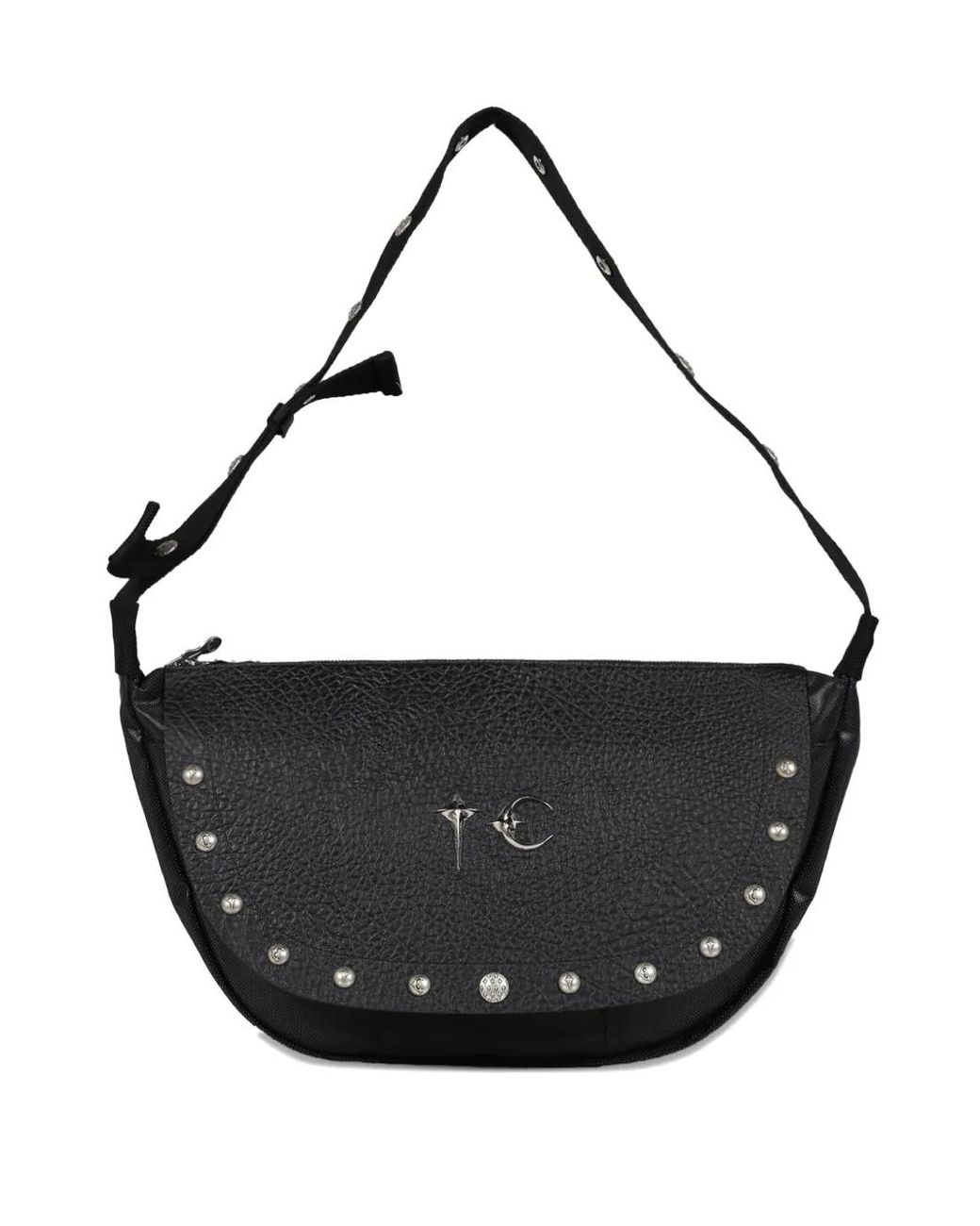 THUG CLUB Black Logo-Plaque Messenger Bag for men