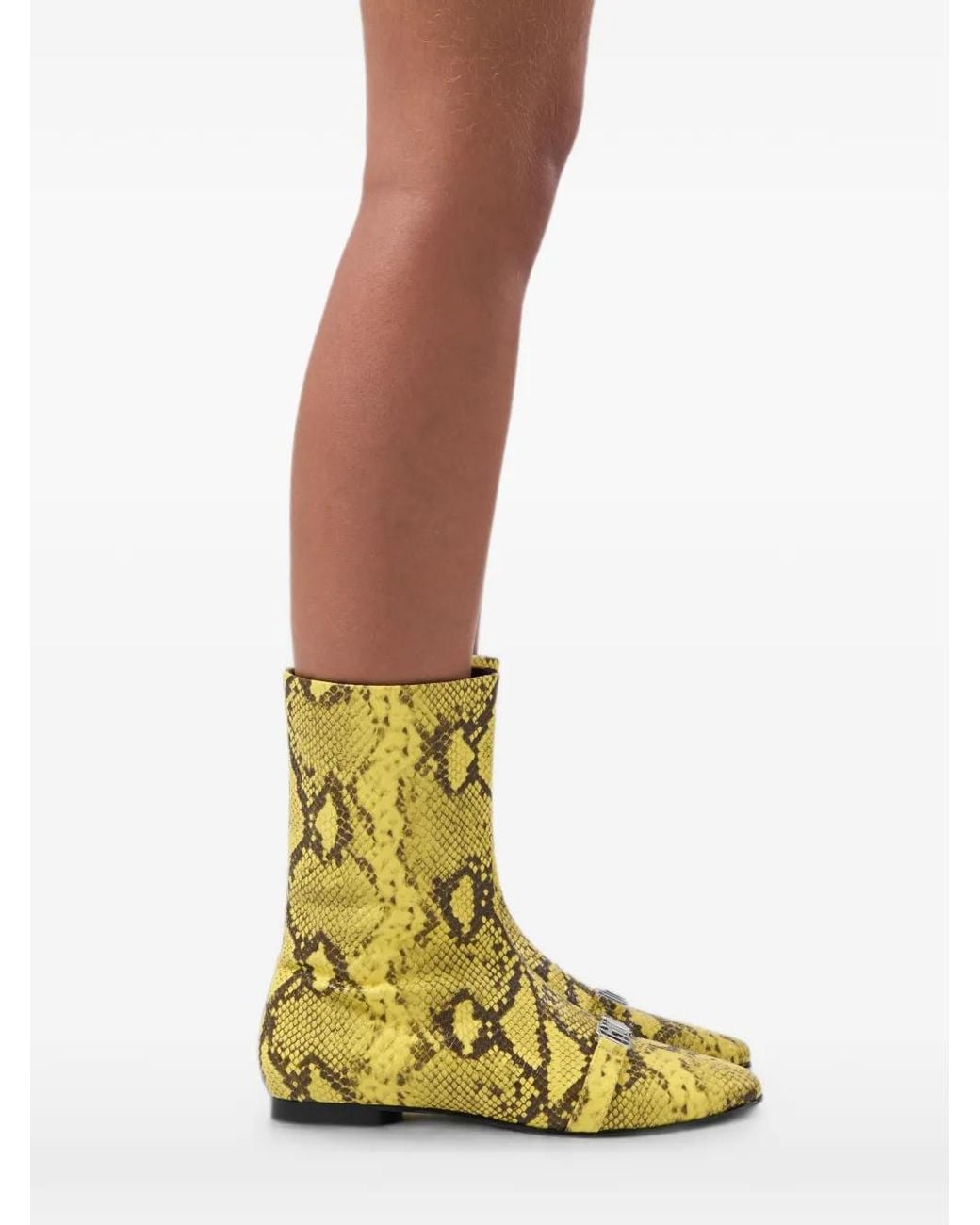Gcds Yellow Python-Print Logo-Plaque Ankle Boots for men