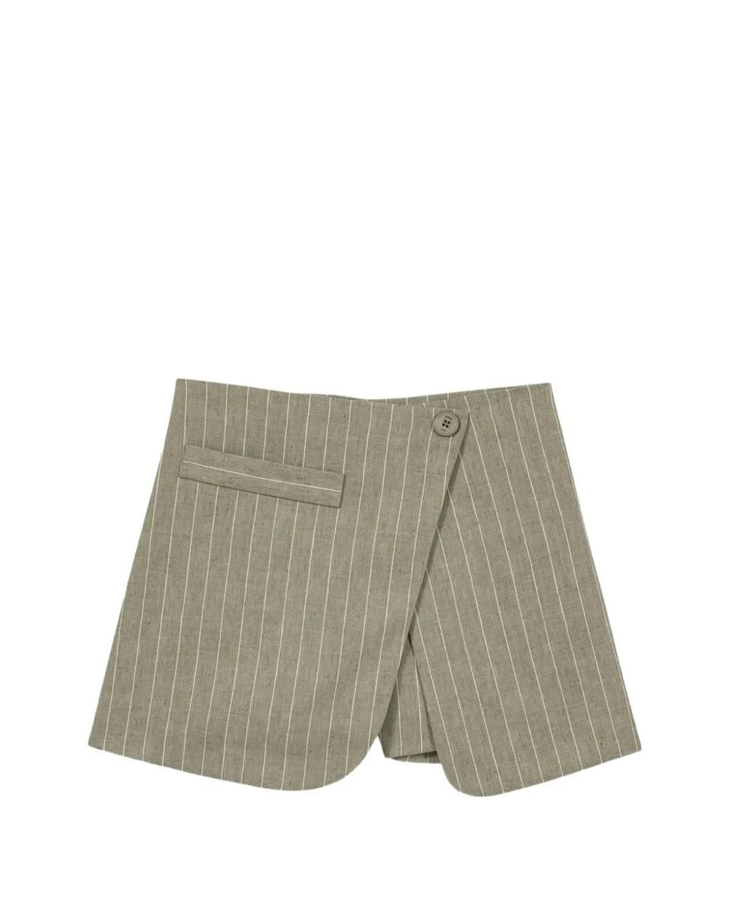 Maje Gray Layered Linen Blend Shorts