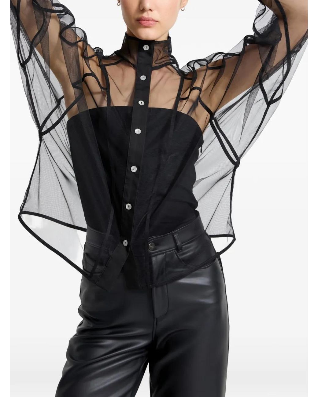 MARCELLA Black Lane Mesh-Seam Shirt