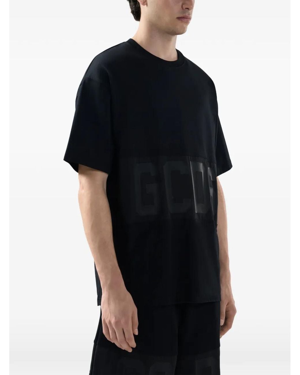 Gcds Black T-Shirt With Logo Band for men