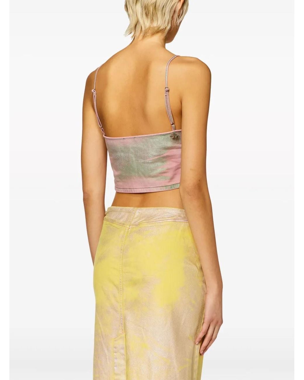 DIESEL Green De-Fulvy-S Denim Cropped Top