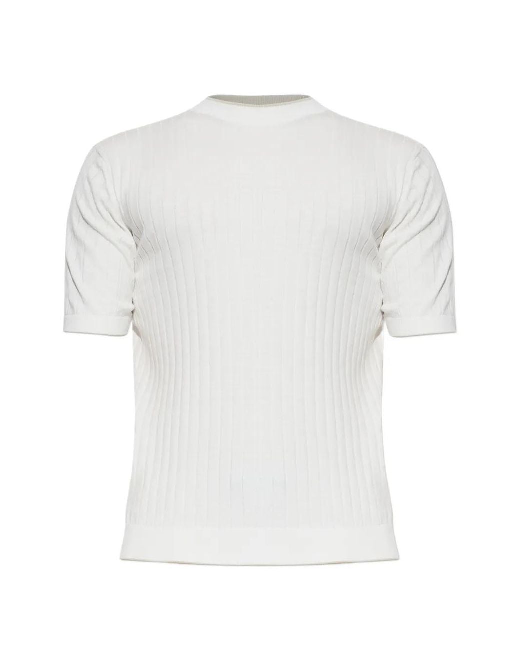 Eleventy White Ribbed Short-Sleeved T-Shirt for men