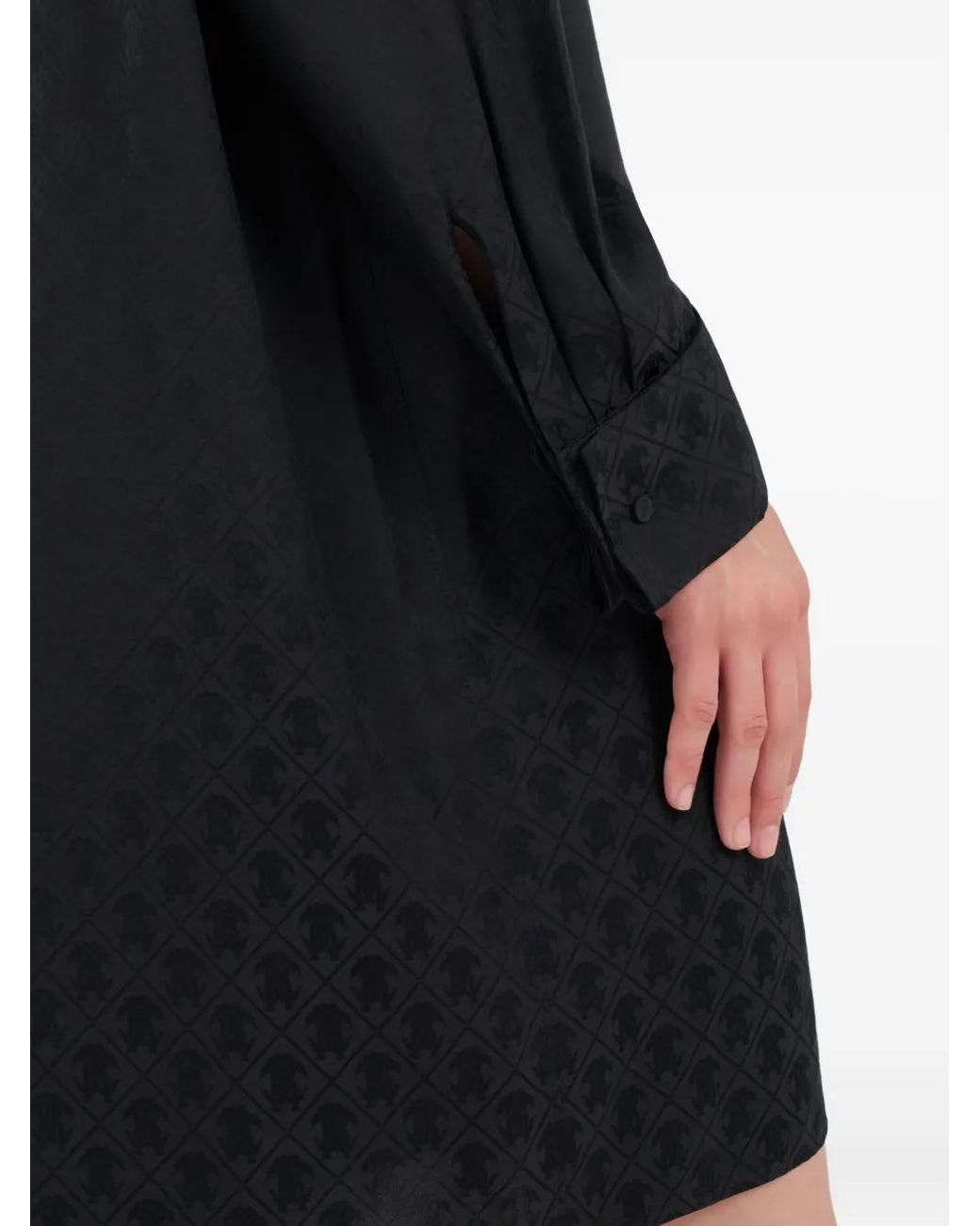 Roberto Cavalli Black Long-Sleeve Shirt Dress