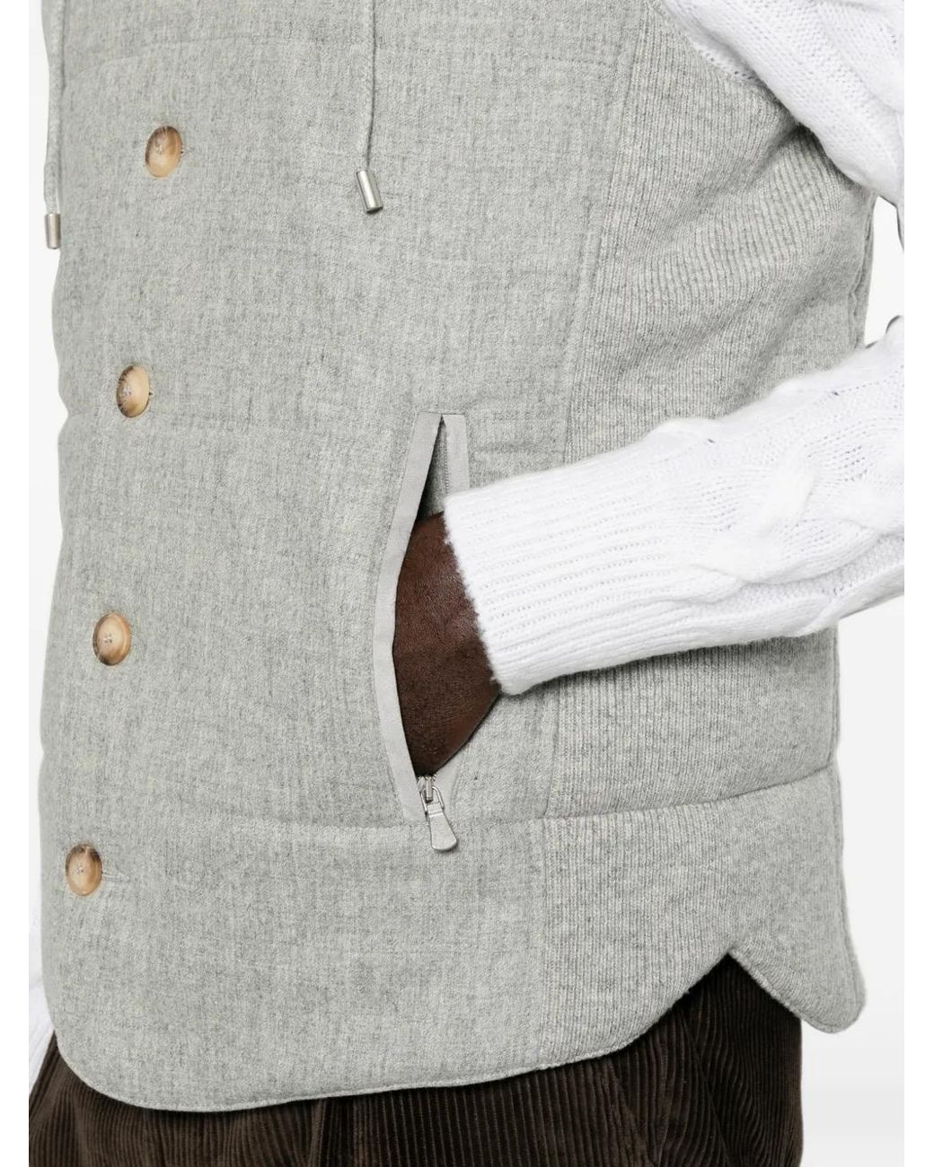Gran Sasso Gray Quilted Hooded Gilet for men