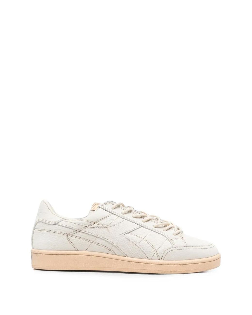 Diadora White Logo-Patch Pebbled Leather Sneakers for men