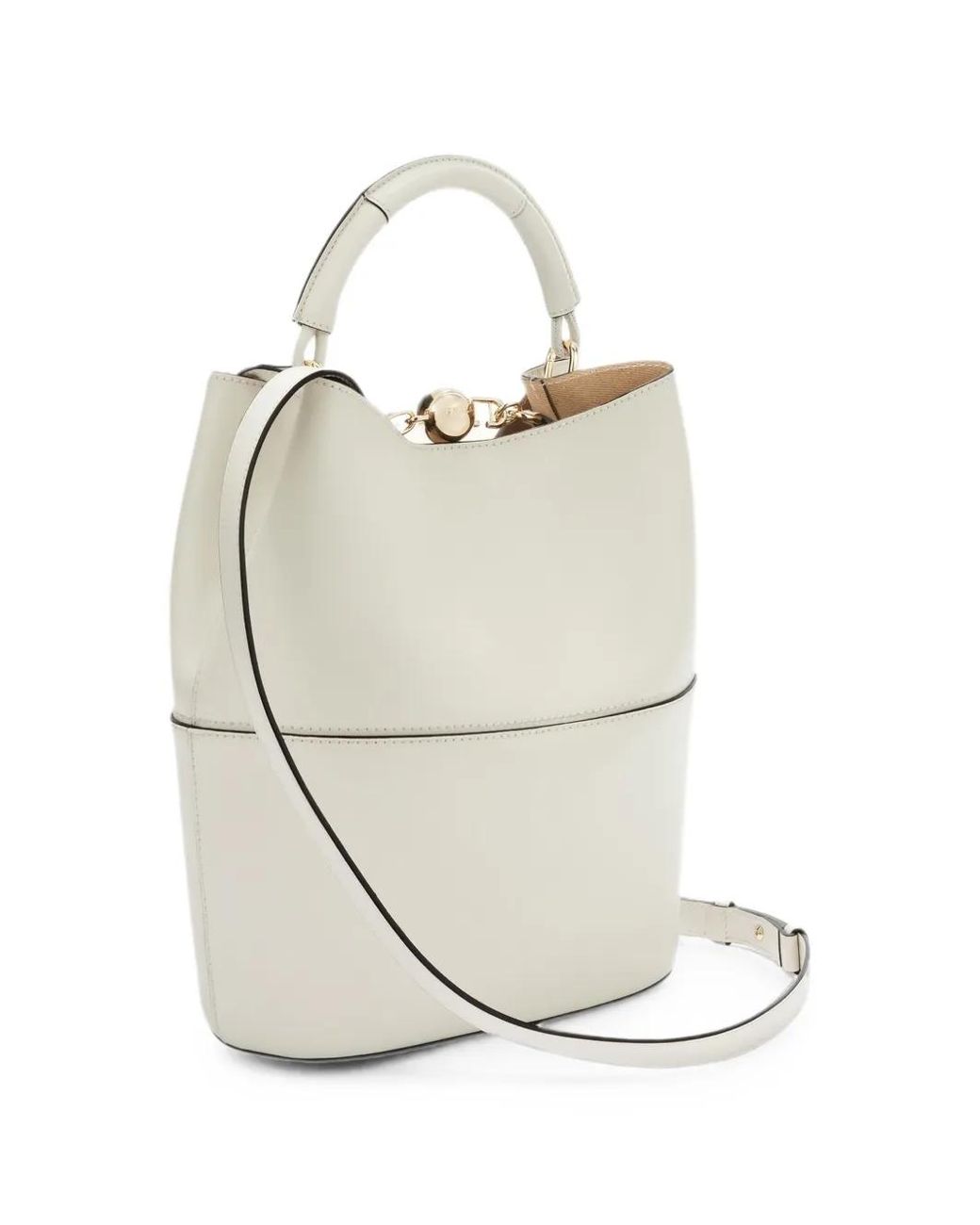 Furla White Sfera Logo-Buckle Bucket Bag