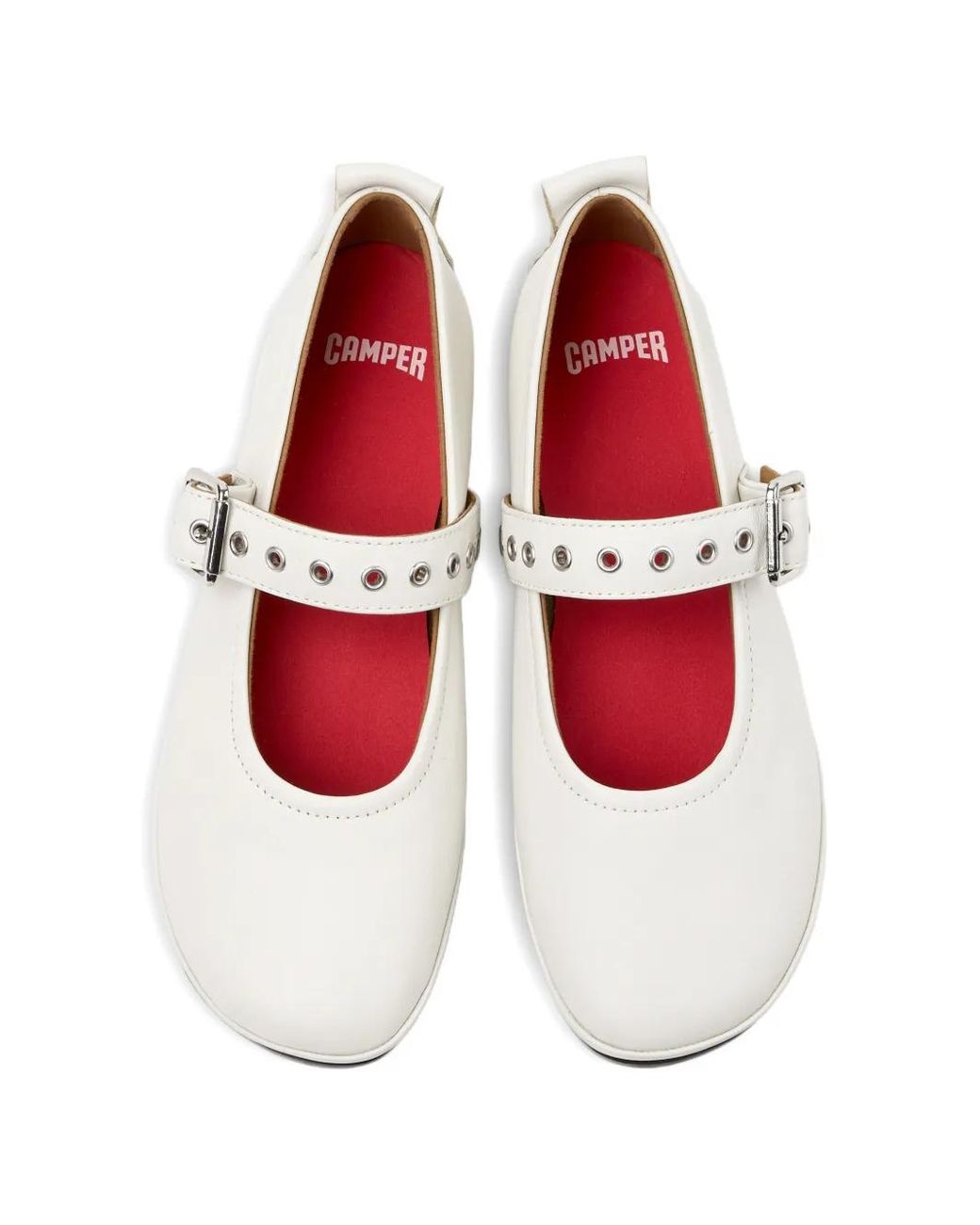 Camper White Right Nina Ballerinas