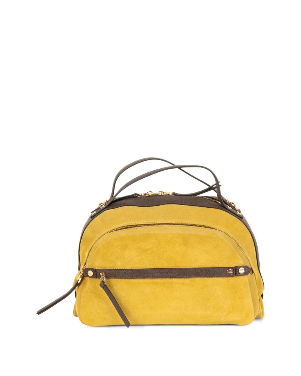 Borbonese Yellow Suede Leather-Trim Tote Bag