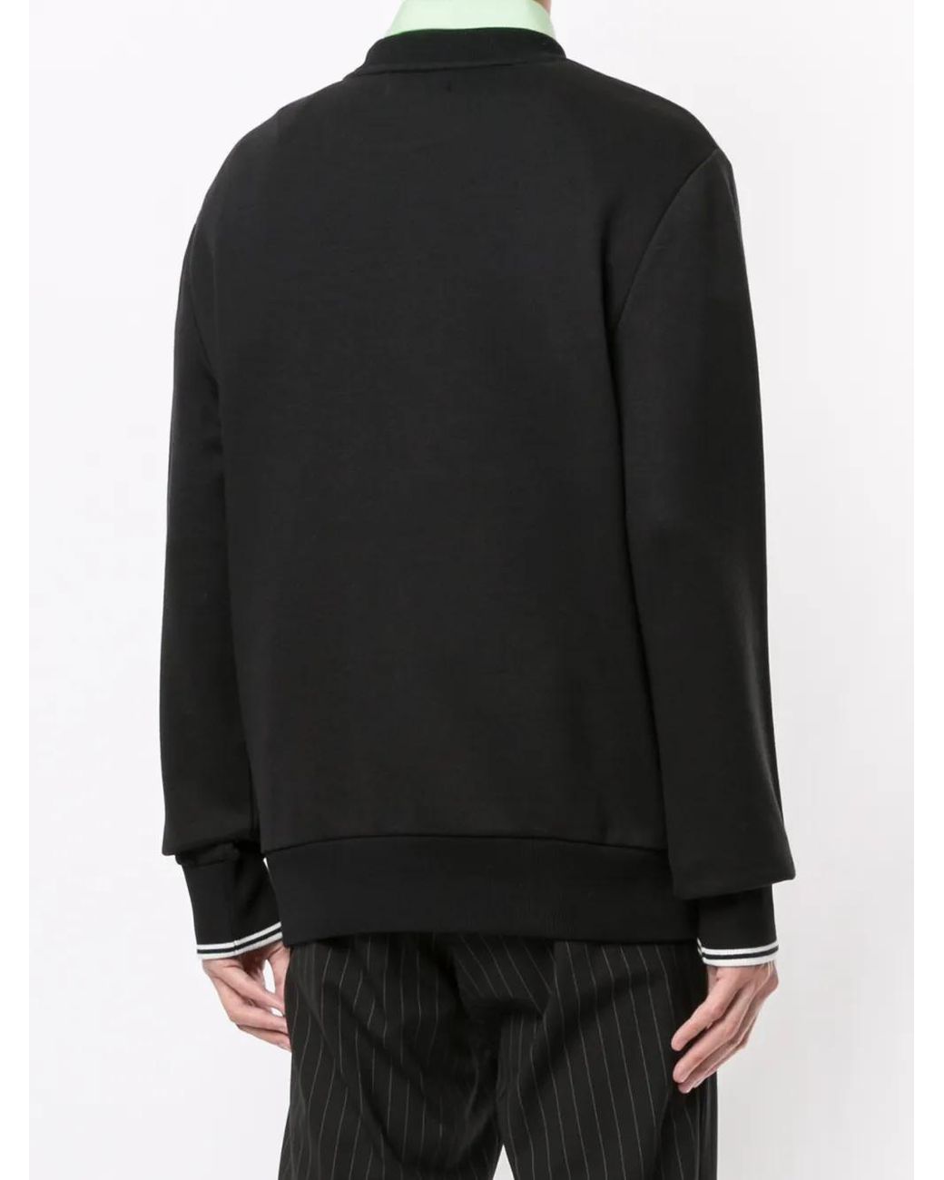 Fred Perry Black Embroidered Logo Crew-Neck Sweatshirt for men