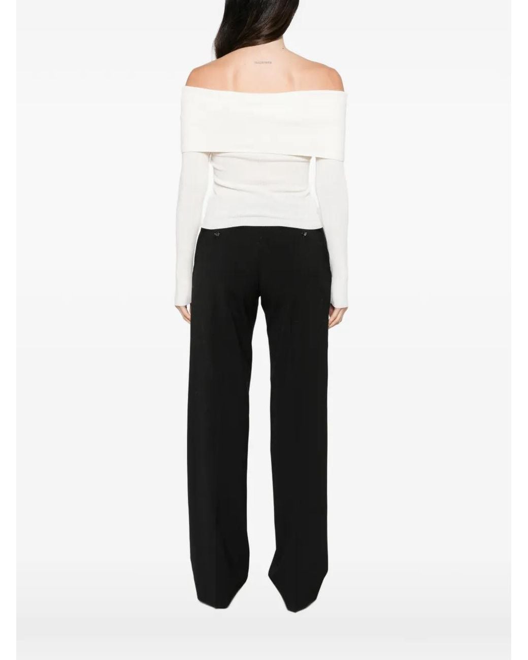 Alice + Olivia White Dolan Foldover Sweater