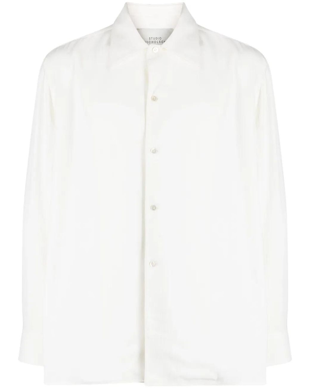 Studio Nicholson White Long-Sleeve Straight-Hem Shirt for men