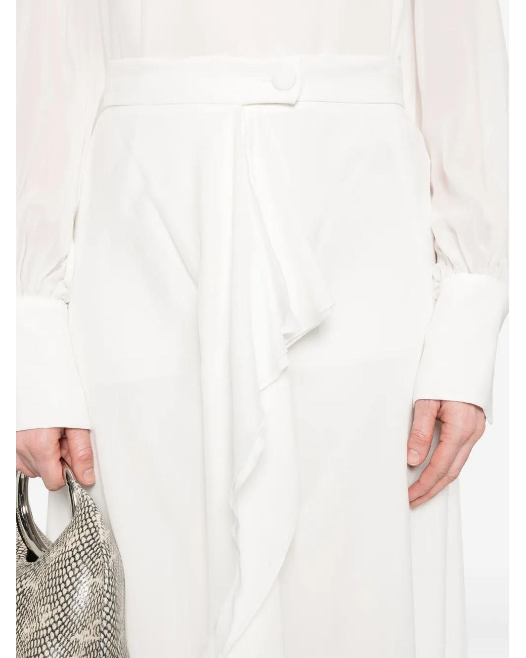 DE SANTIS White Draped Midi Skirt