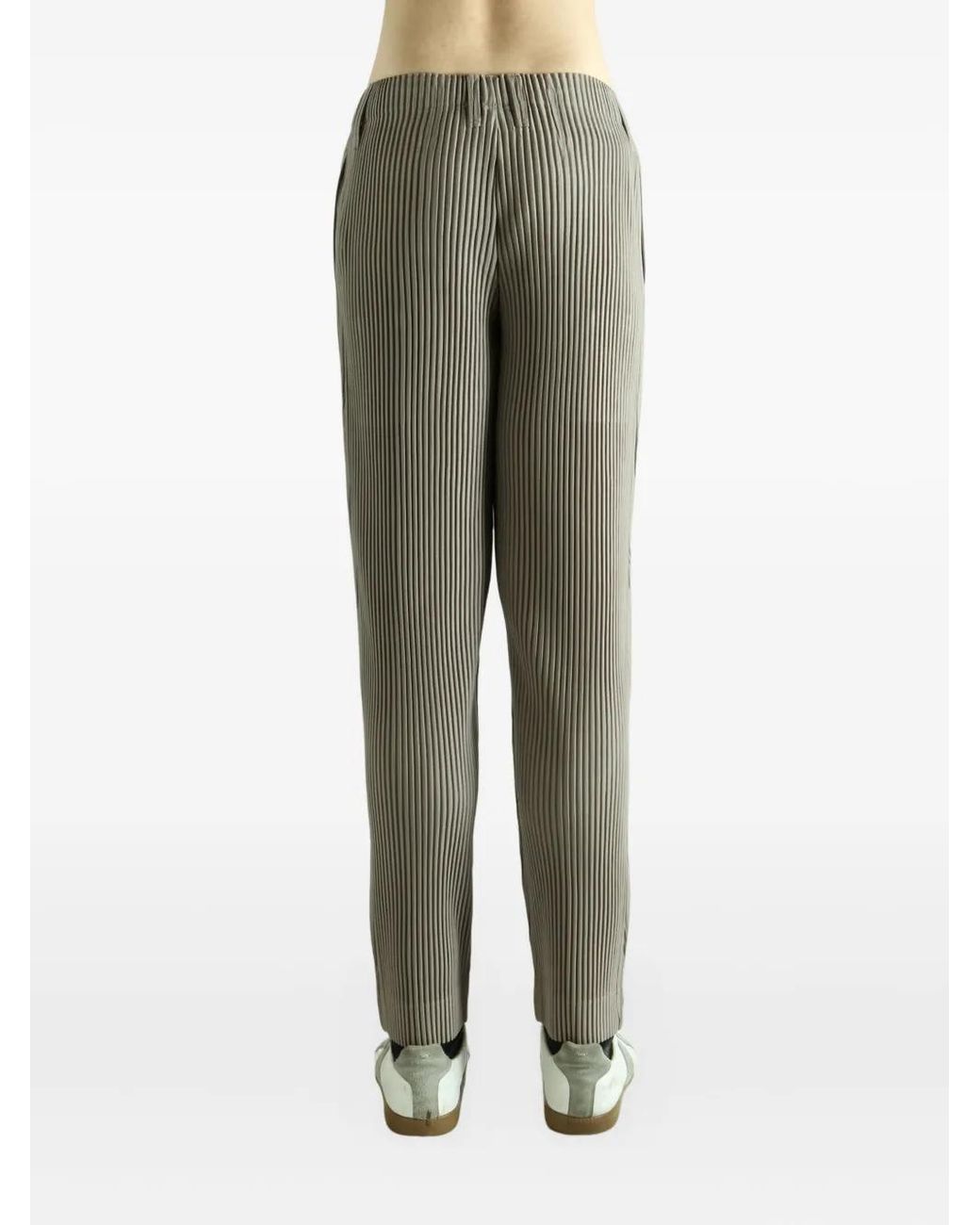 Homme Plissé Issey Miyake Green Pleated Straight-Leg Trousers for men