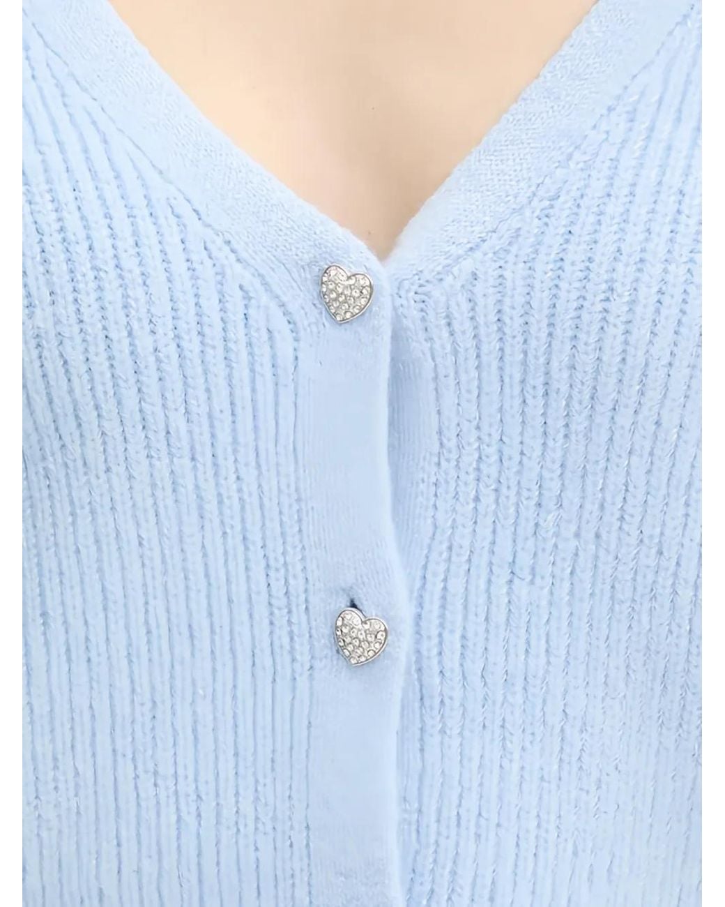 Morgan Blue Heart Button V-Neck Knitwear