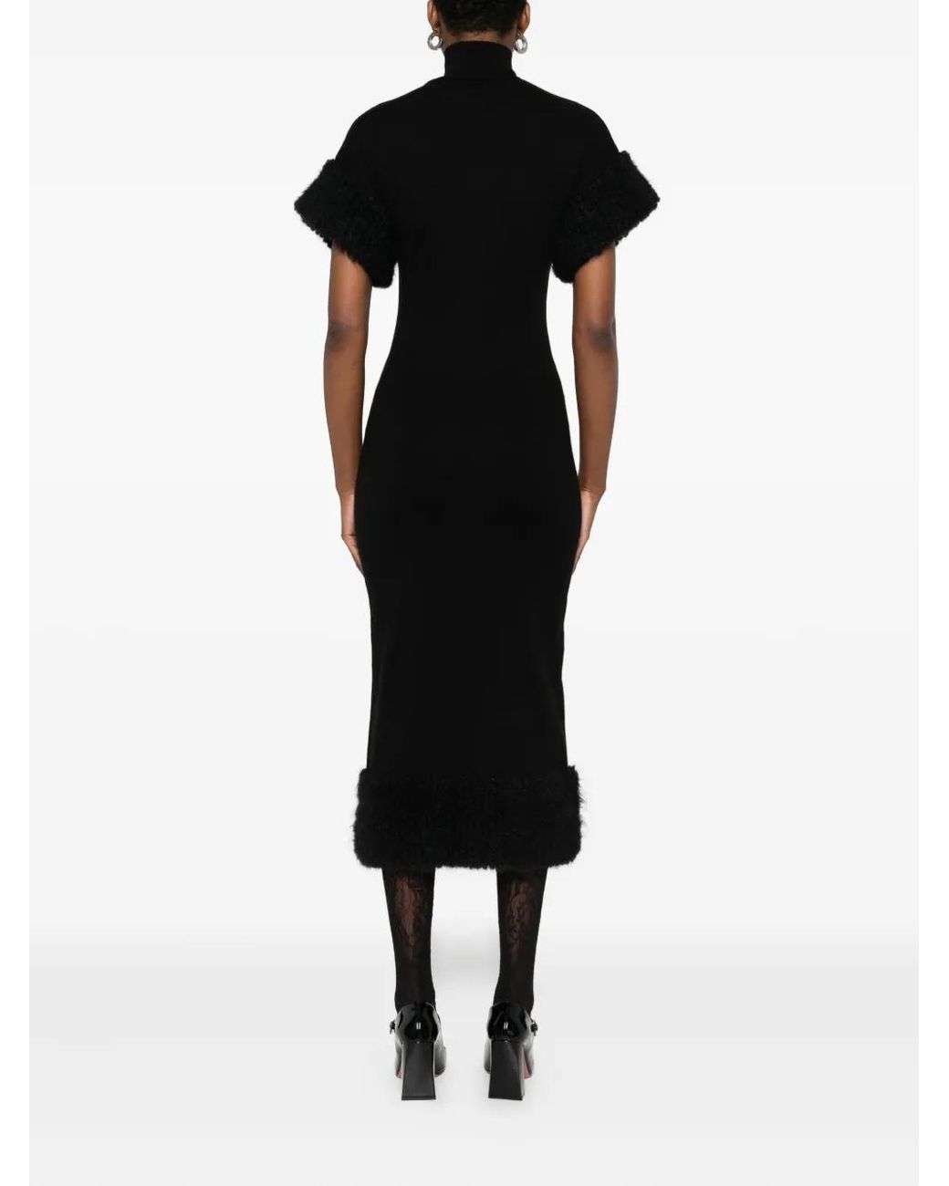 Moschino Black Wool Blend Midi Dress