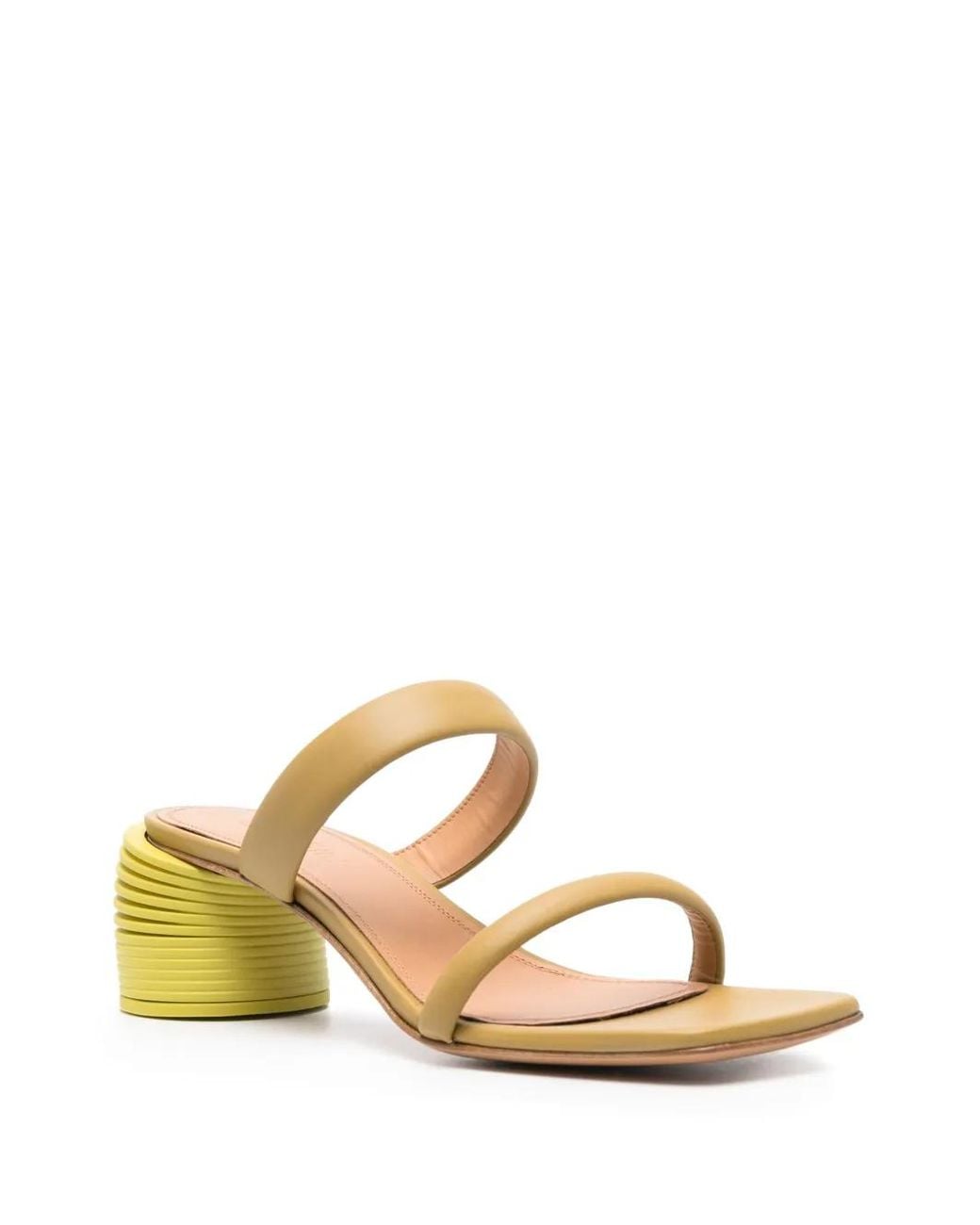 Off-White c/o Virgil Abloh Metallic Spring 45 Coiled Heel Leather Sandals