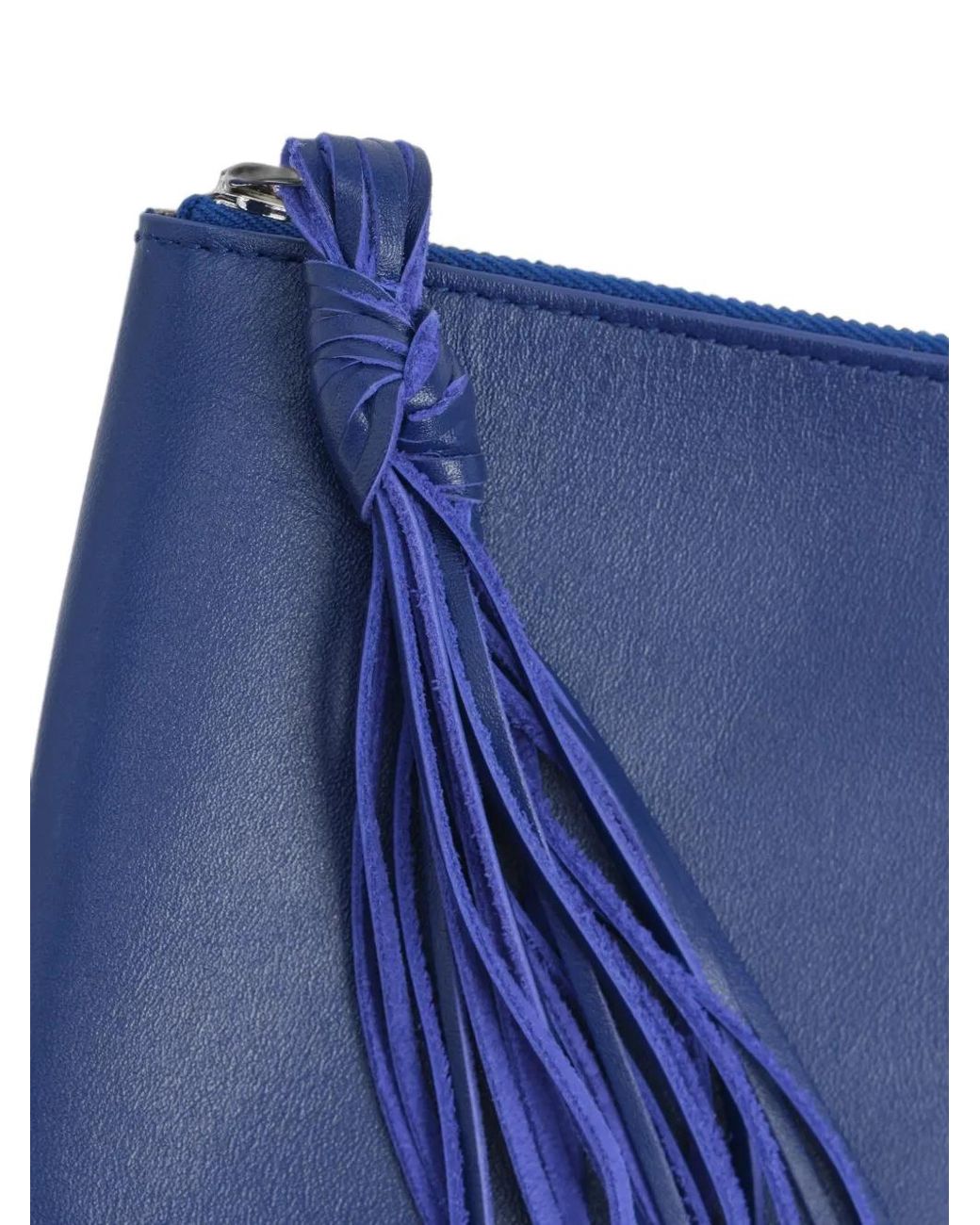 Bimba Y Lola Blue Electric Leather Clutch Bag With Medium Zipper Closure