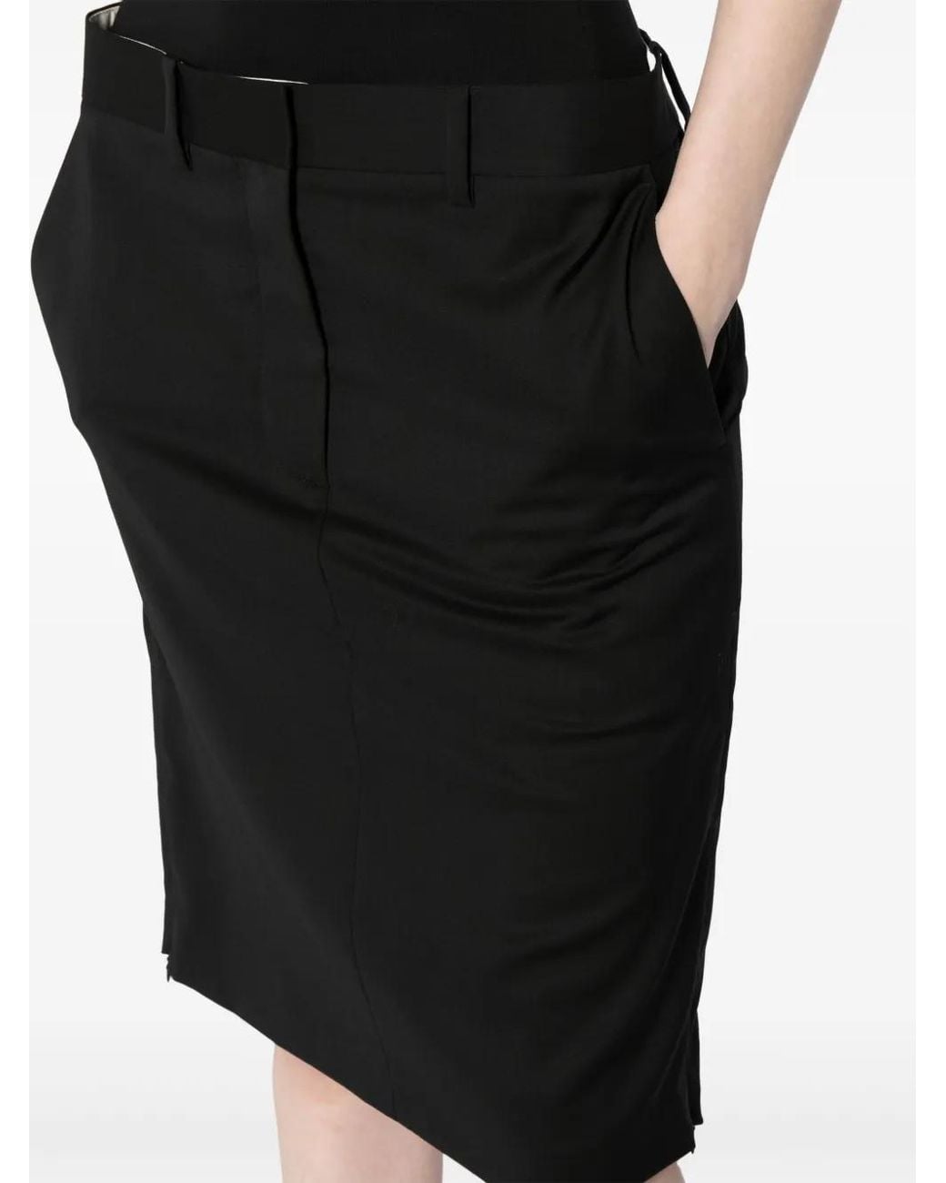 Helmut Lang Black Straight Wool Skirt
