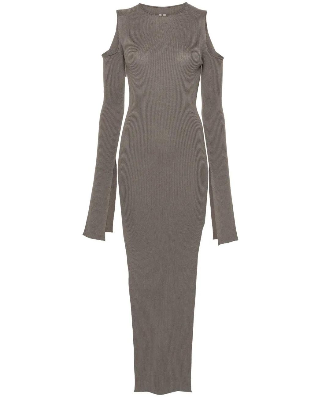 Rick Owens Gray Wool Long Dress