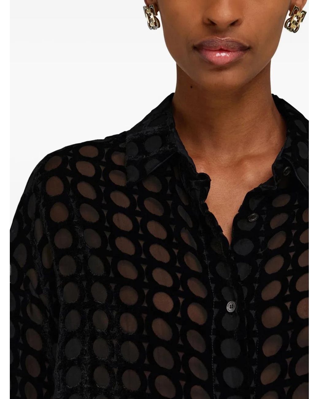 Camicia Con Effetto Devoré di Ferragamo in Black