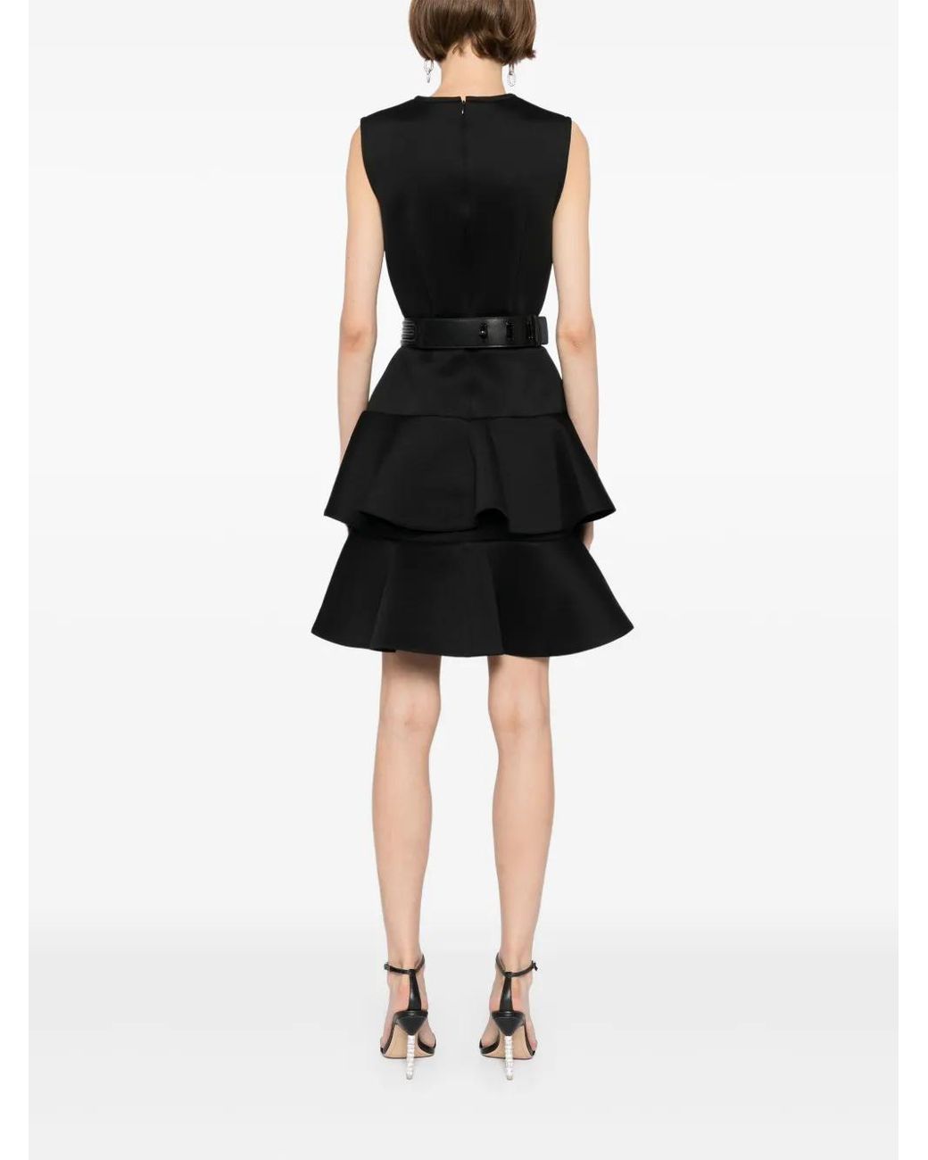 Saiid Kobeisy Black Midi Ruffled Dress
