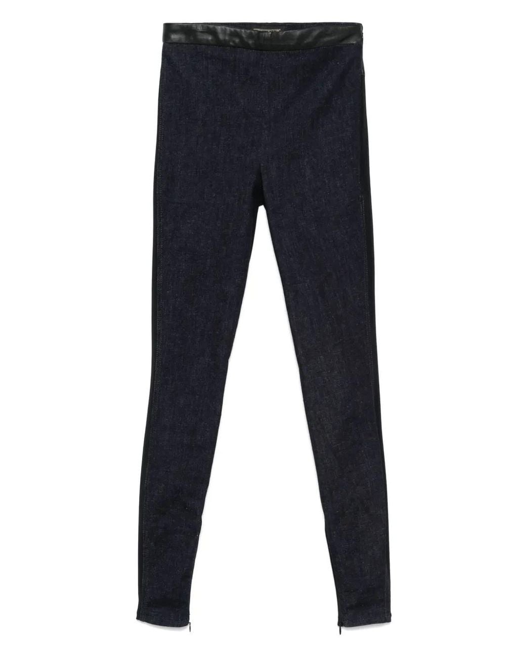 MITILIANE COUTURE Blue Leather-Insert Leggings