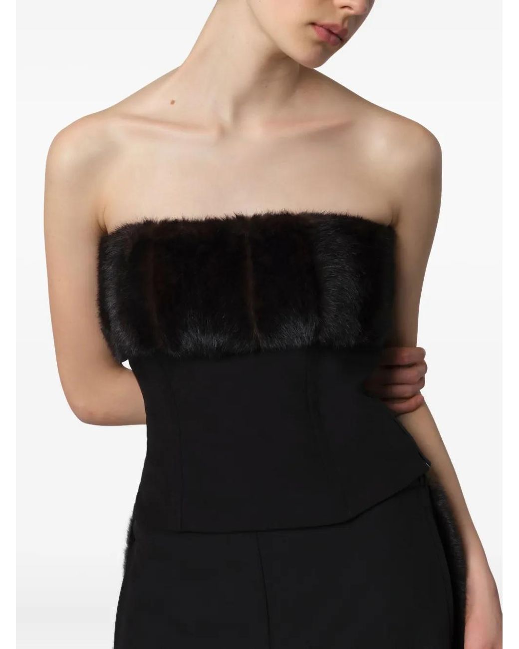 Apparis Black Ivy Faux-Fur Tube Top