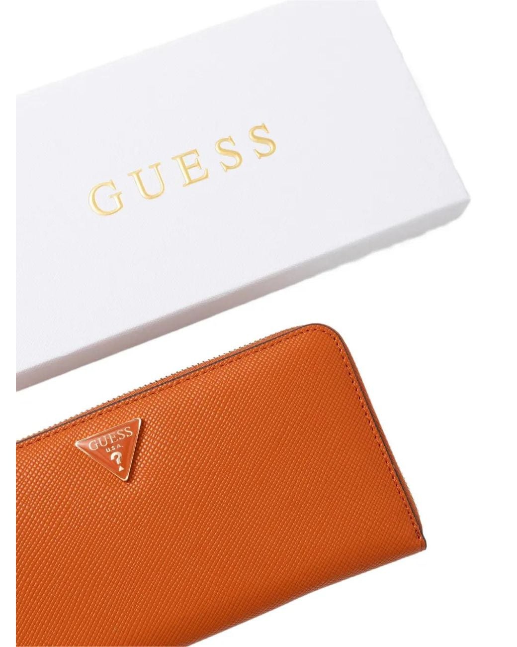 Guess Orange Logo-Plaque Saffiano-Effect Wallet