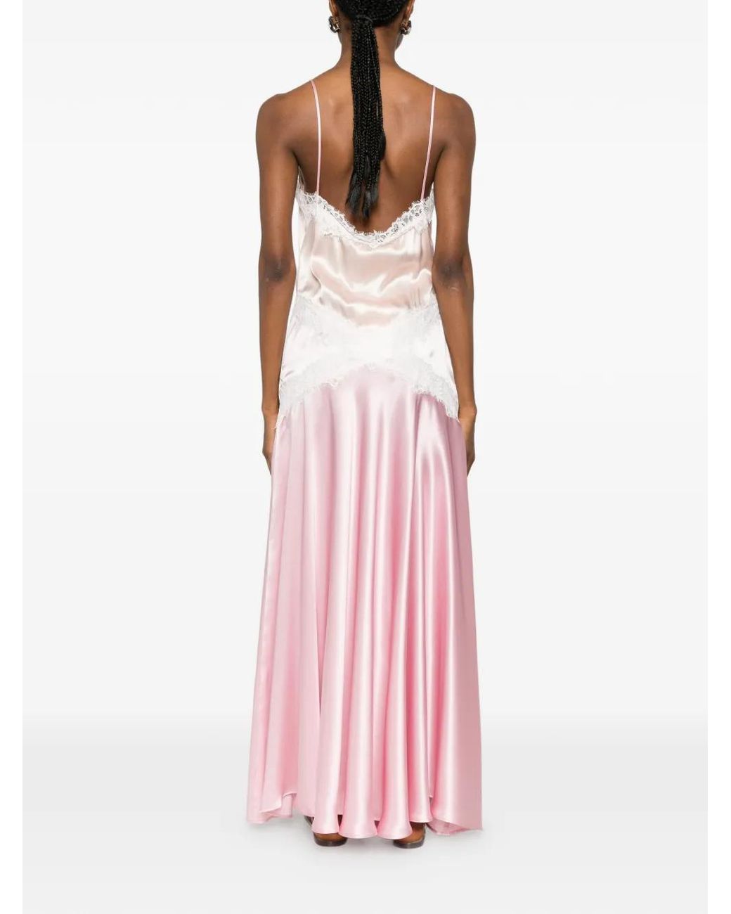 Viktor & Rolf Pink Lace-Trim Silk Dress