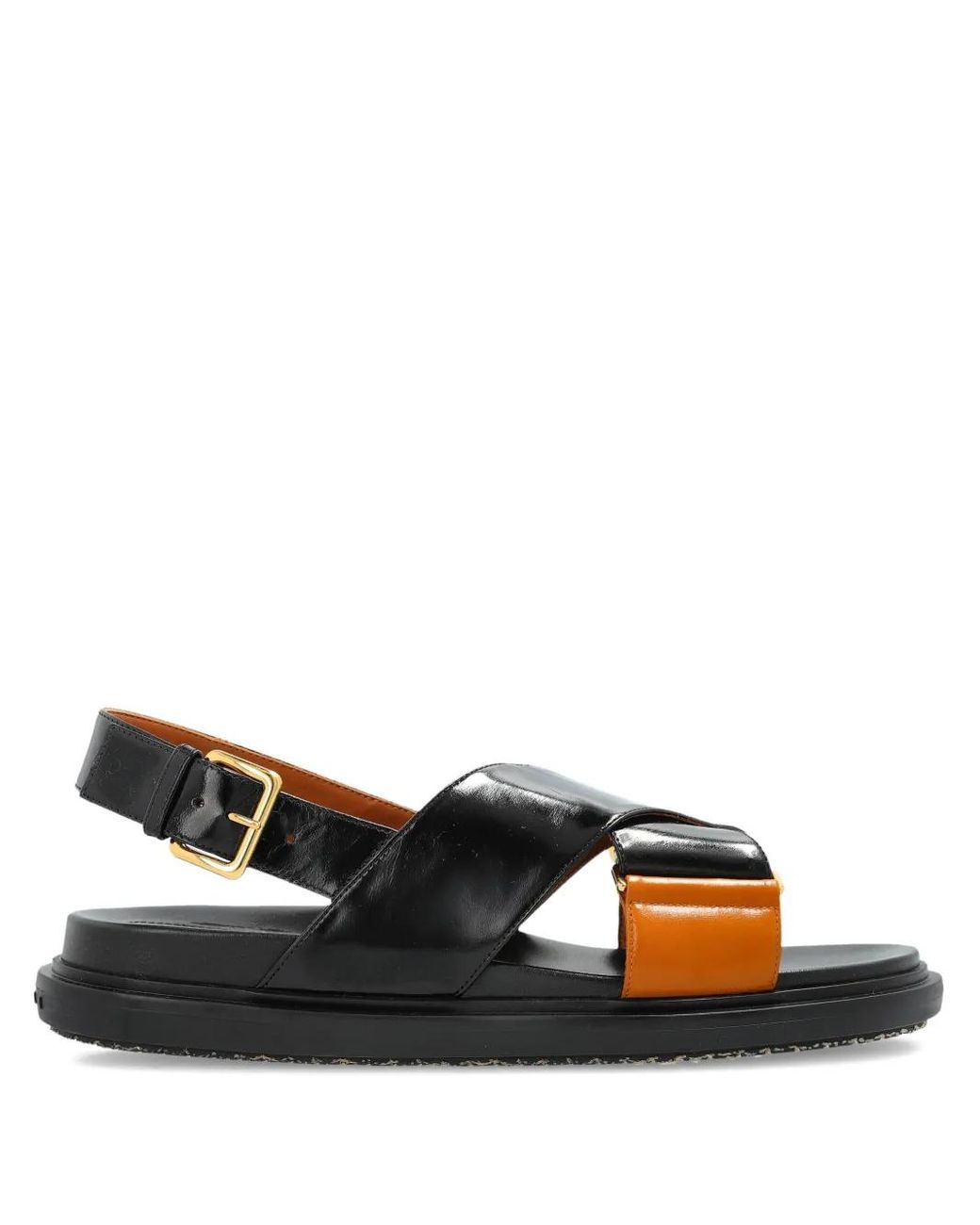 Marni Black Glossy Leather Sandals