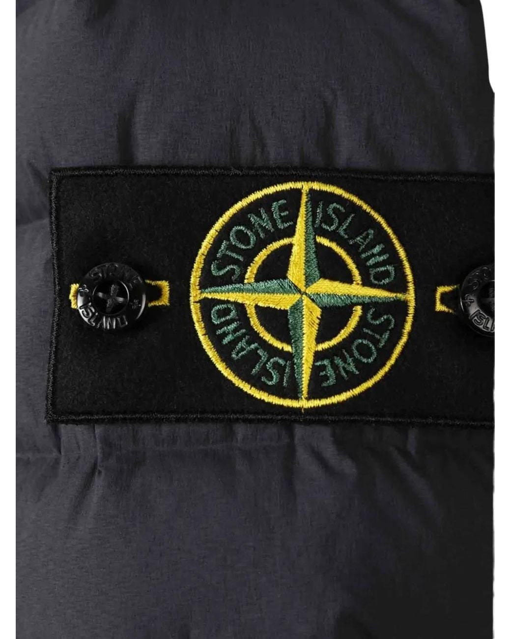 Stone Island Blue Logo-Patch Quilted Jacket for men