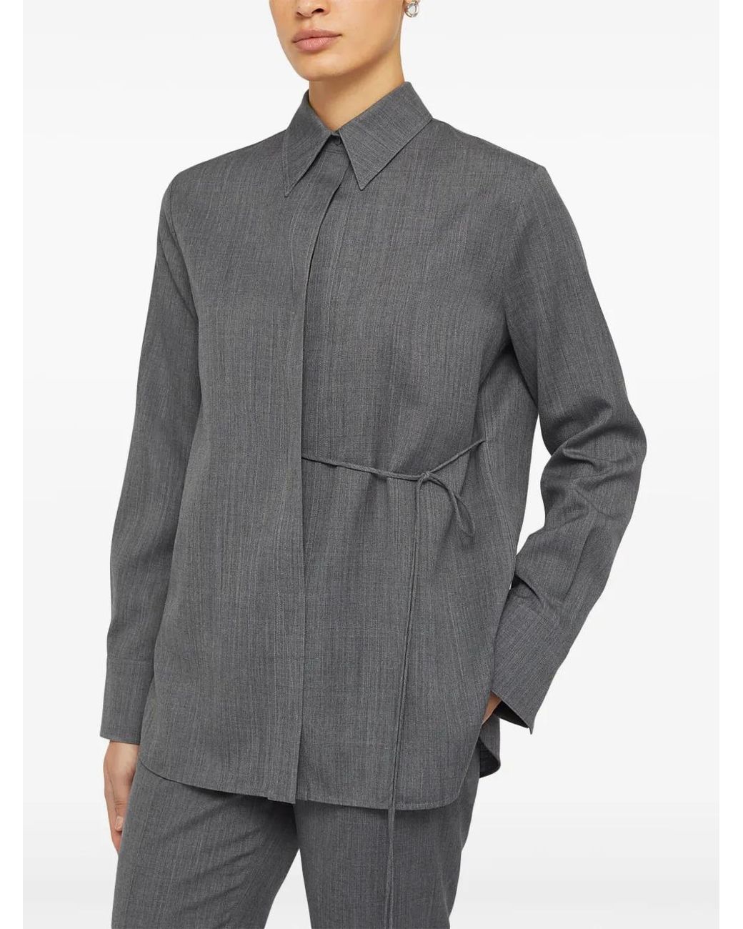 Jil Sander Gray Wrap Wool Shirt