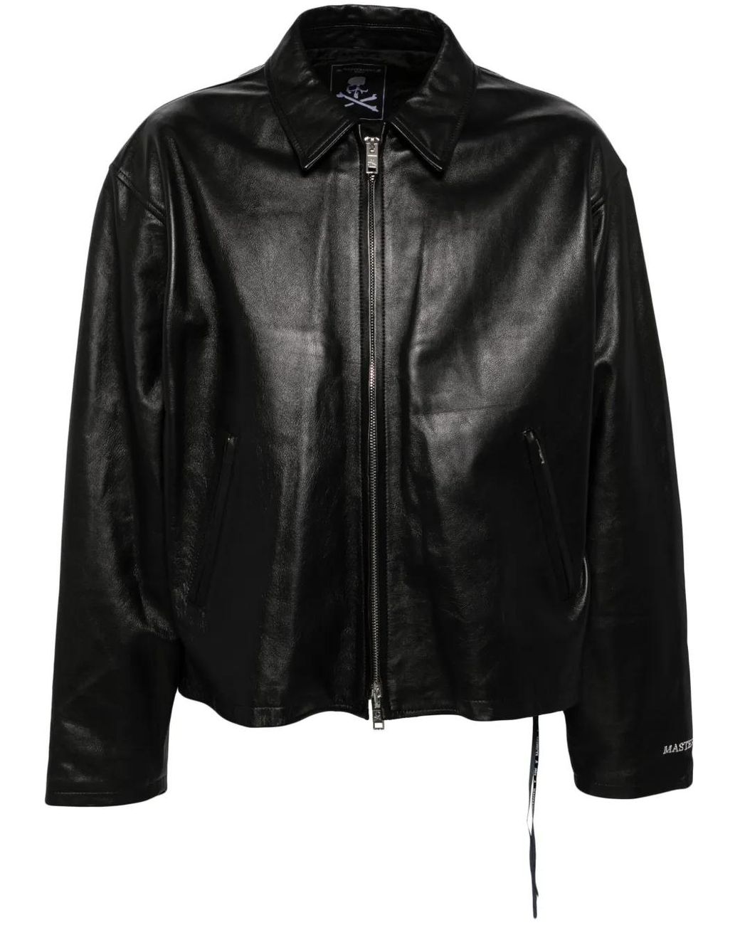 MASTERMIND WORLD Black Full-Zip Leather Jacket for men