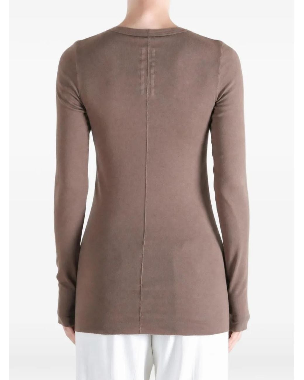 Rick Owens Pink T-Shirt En Maille Nervurée À Manches Longues
