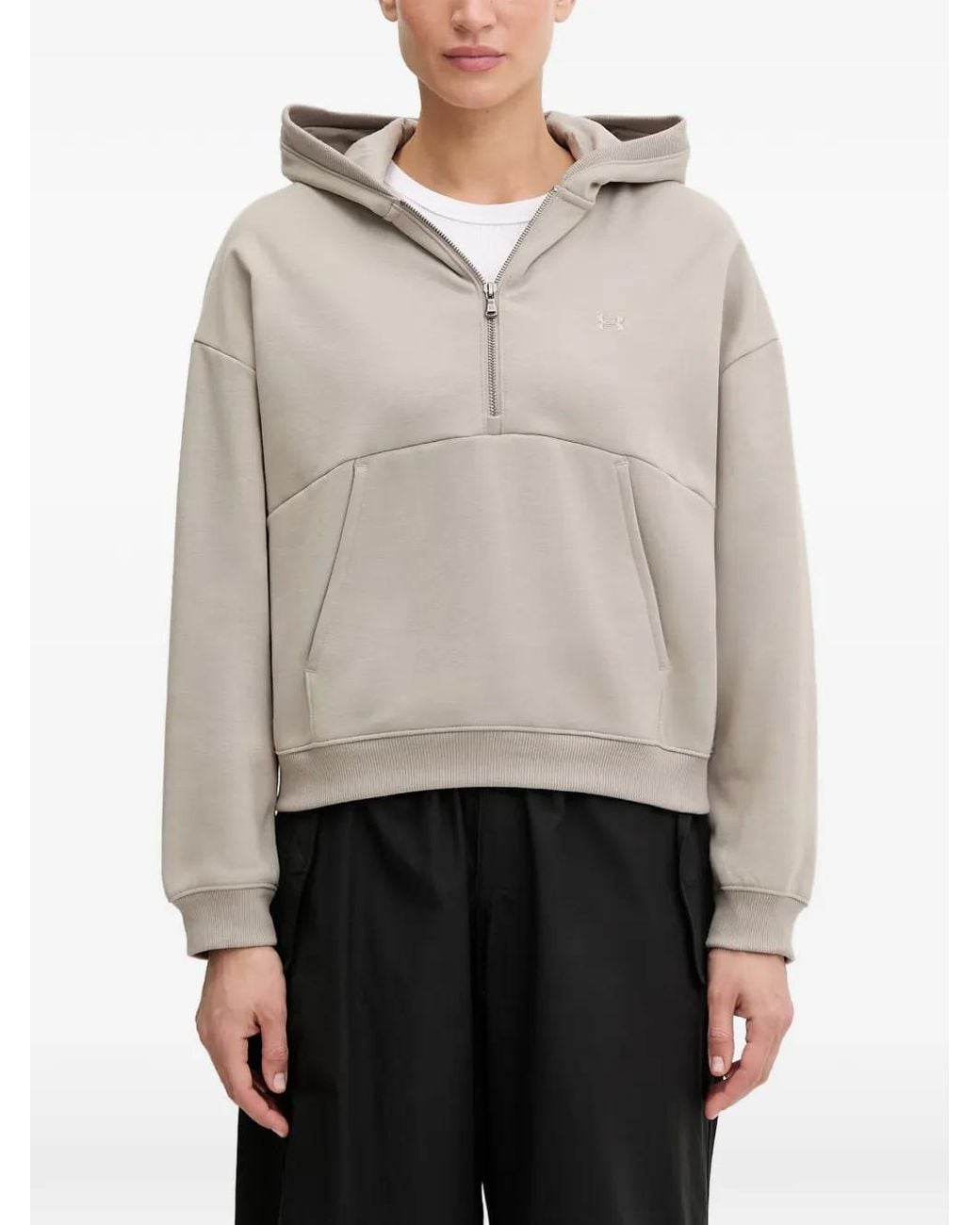 Under Armour Gray Icon Half-Zip Pouch-Pocket Hoodie