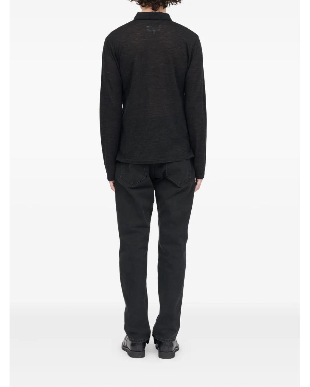 MM6 by Maison Margiela Black Long-Sleeve Polo Shirt for men