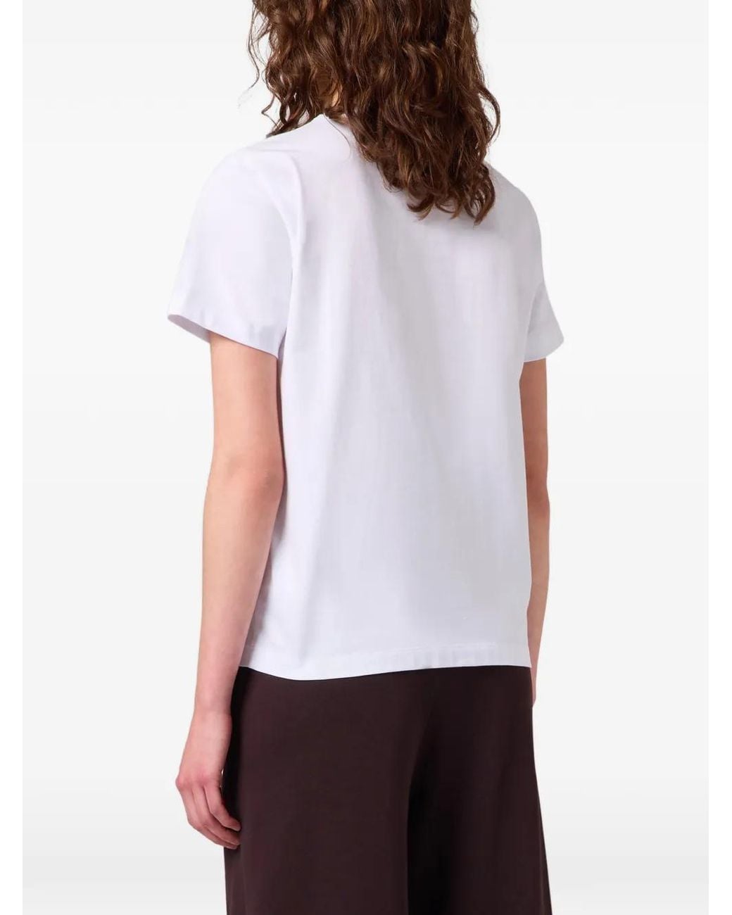 MSGM White Logo-Embroidered T-Shirt