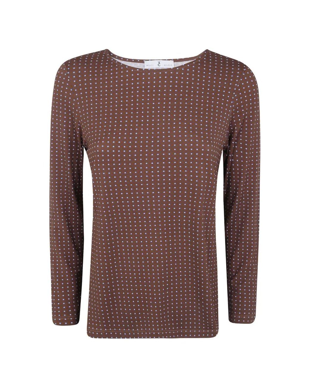 Whyci Brown Geometric-Print Long-Sleeve T-Shirt