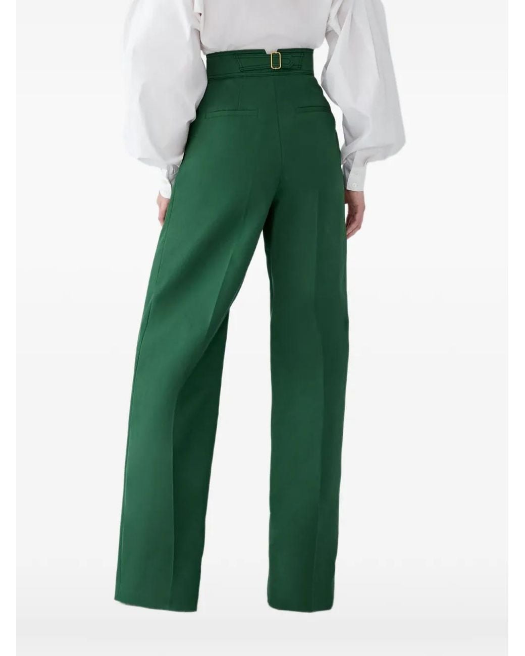 Carolina Herrera Green Diane Wide-Leg Trousers
