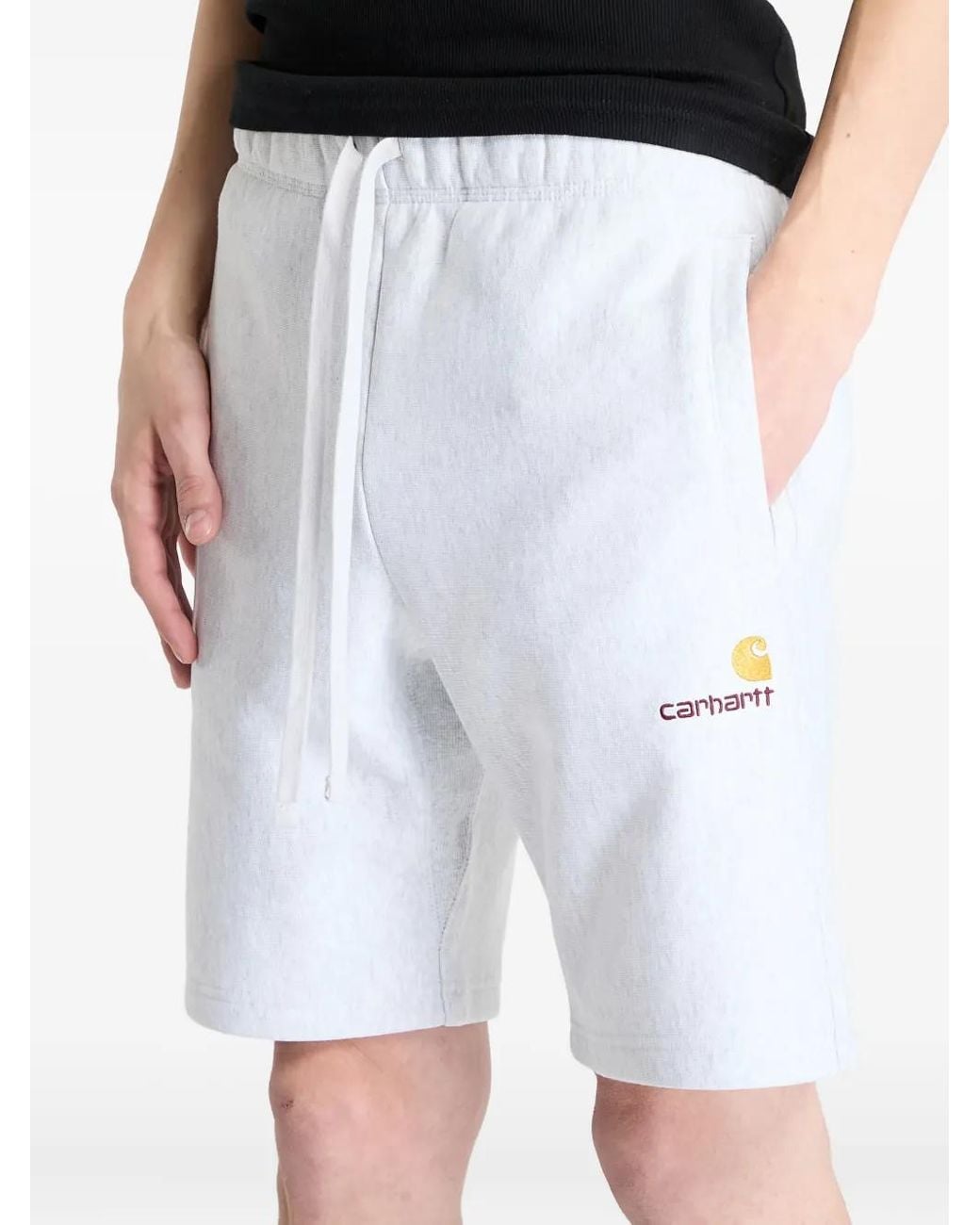 Carhartt White Script-Logo Sweat Shorts for men