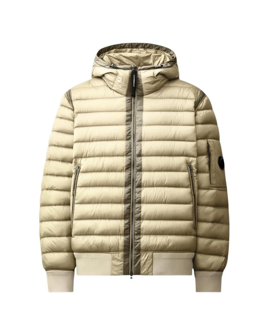 C P Company Natural D.D. Shell Hooded Lens Down Jacket for men
