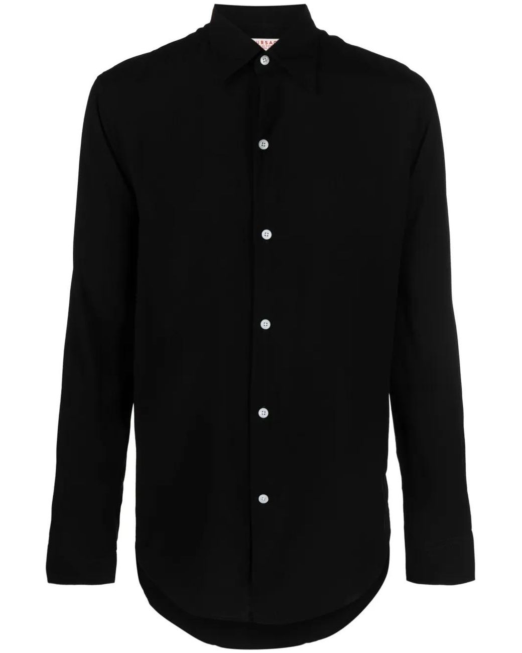 Fursac Black Pointed-Collar Long-Sleeved Shirt for men