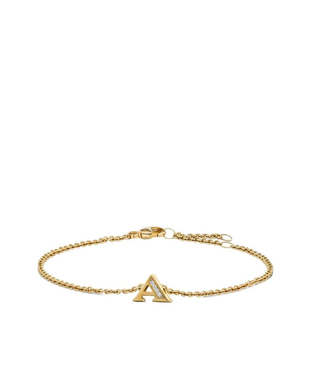David Yurman White 18K Petite Pavé Initial Diamond Bracelet