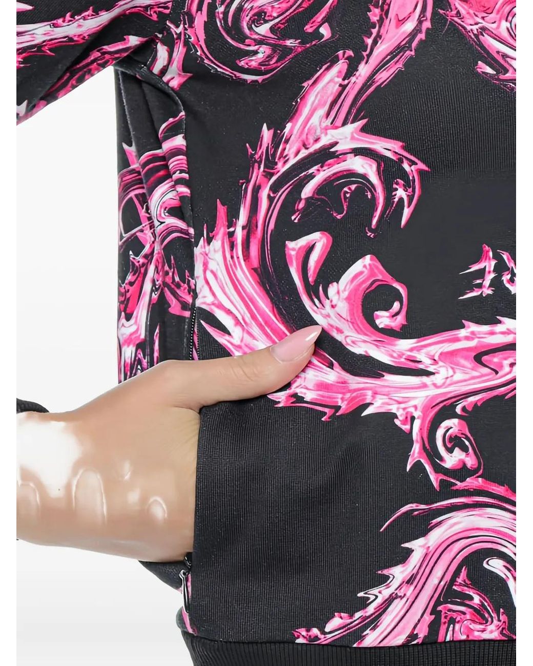 Versace Jeans Couture Black Patterned Hooded Jacket