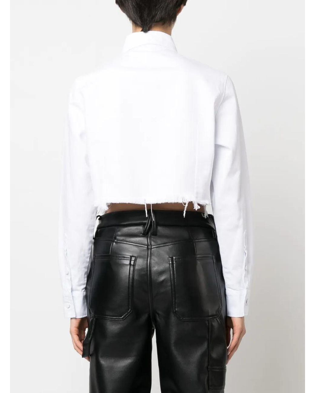 Raf Simons White Logo-Patch Cropped Shirt