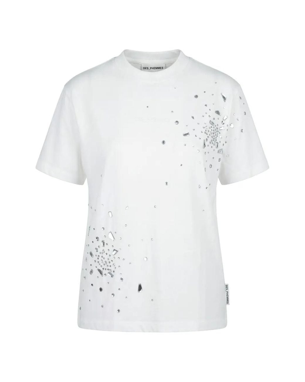 Des Phemmes White Crystal-Embellished T-Shirt